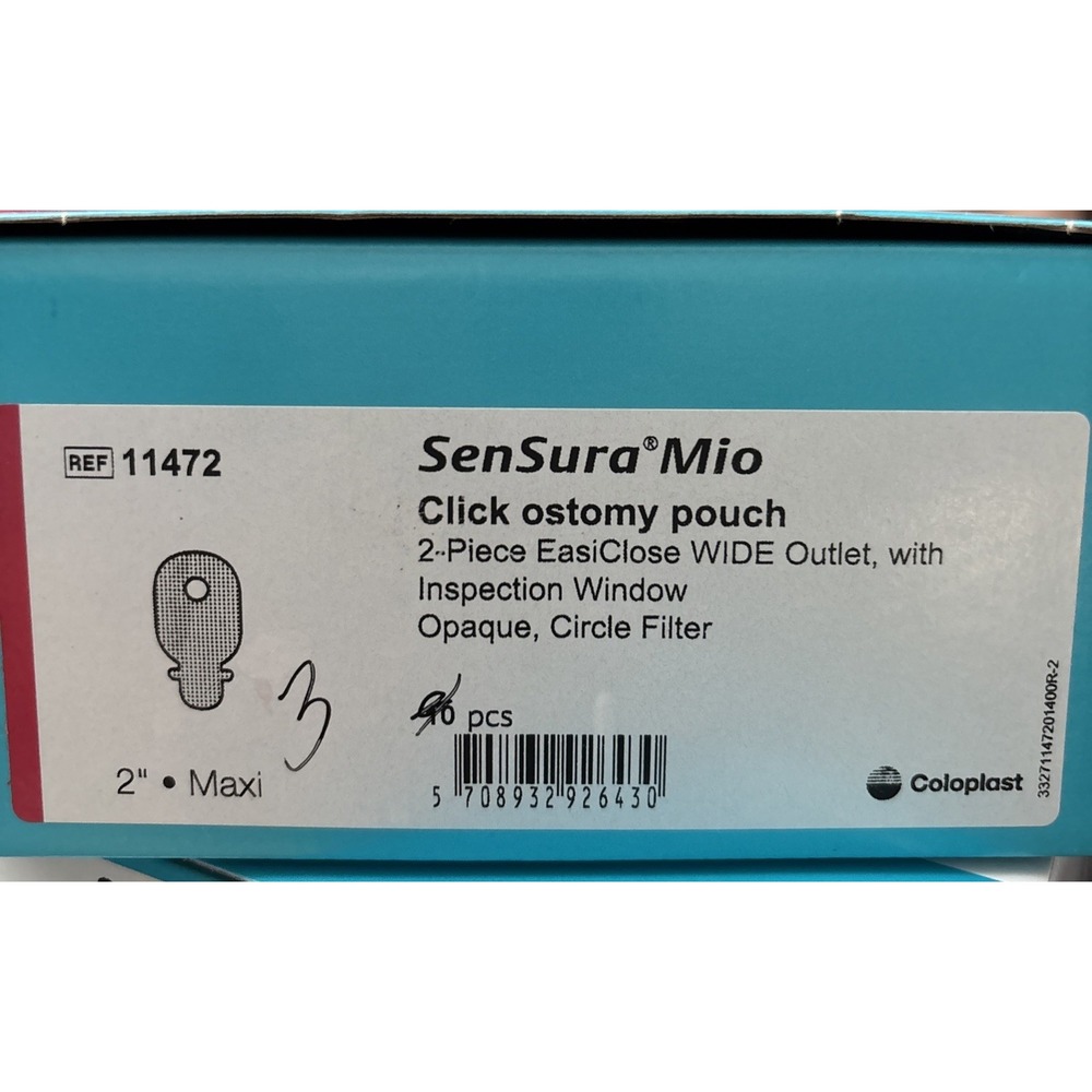 3 Coloplast 11472 SenSura Mio Click Ostomy Pouch, 2-Piece EasiClose Wide Outlet